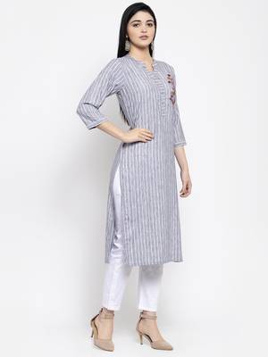 Grey printed rayon long-kurtis 2