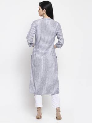 Grey printed rayon long-kurtis 4