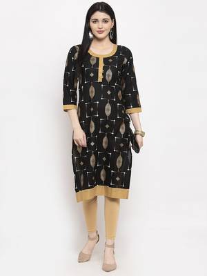 Black printed rayon long-kurtis 2