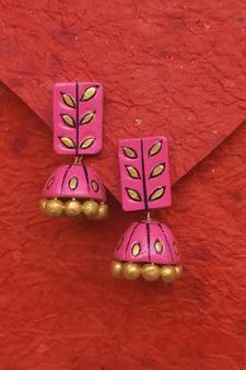 RozMili Handmade Terracotta jhumki earring