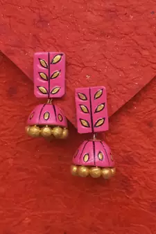 RozMili Handmade Terracotta jhumki earring