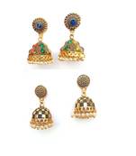 RozMili Gold plated oxidized jhumki earrings