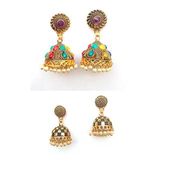 RozMili Gold plated oxidized jhumki earrings 1