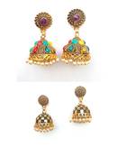RozMili Gold plated oxidized jhumki earrings