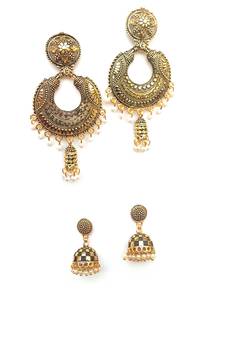 RozMili Gold plated oxidized jhumki earrings