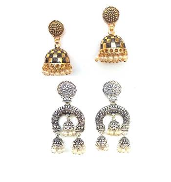 RozMili Gold / silver plated oxidized jhumki earrings 1