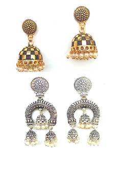 RozMili Gold / silver plated oxidized jhumki earrings
