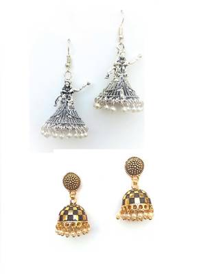 RozMili Gold / silver plated oxidized jhumki earrings 1