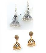 RozMili Gold / silver plated oxidized jhumki earrings