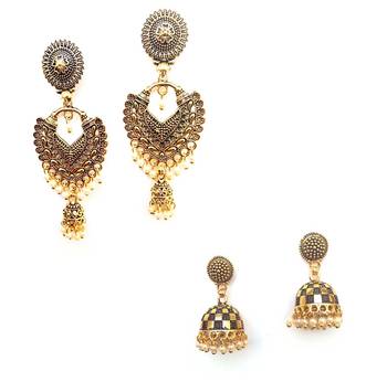 RozMili Gold plated oxidized jhumki earrings 1