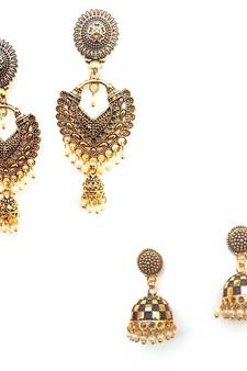 RozMili Gold plated oxidized jhumki earrings