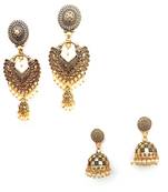 RozMili Gold plated oxidized jhumki earrings