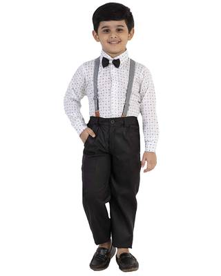 Black plain cotton silk boys-suit 1