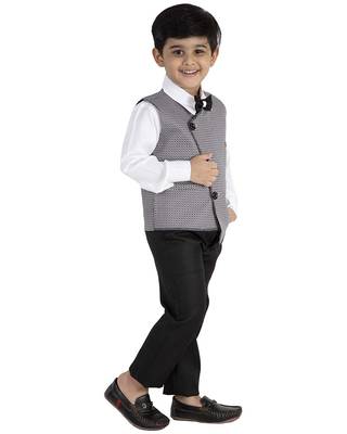 White plain cotton silk boys-suit 3