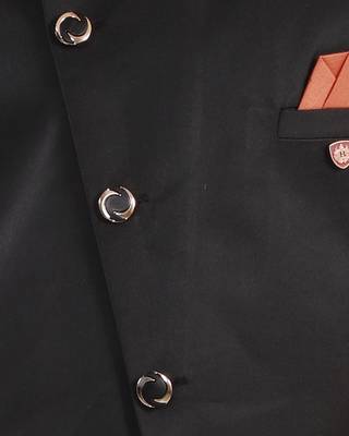 Black plain cotton silk boys-suit 4