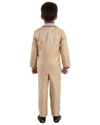 Blue plain cotton silk boys-suit 2