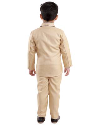 Blue plain cotton silk boys-suit 2