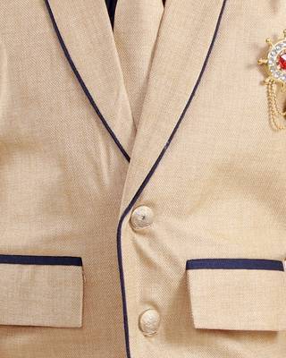 Blue plain cotton silk boys-suit 4