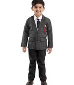 Black plain cotton silk boys-suit