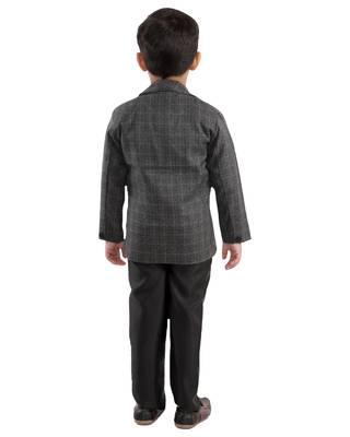 Black plain cotton silk boys-suit 2