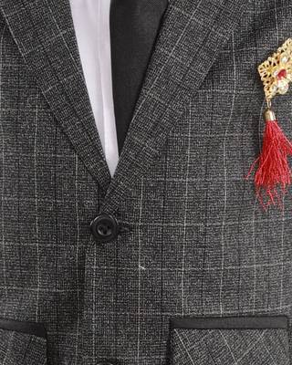 Black plain cotton silk boys-suit 4