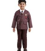 Red plain cotton silk boys-suit