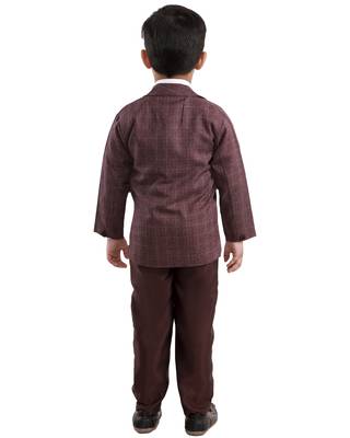 Red plain cotton silk boys-suit 2