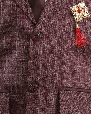 Red plain cotton silk boys-suit 4