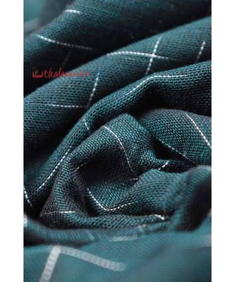 Bottle Green Red Jharana Khandua Cotton Saree 5