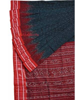 Bottle Green Red Jharana Khandua Cotton Saree 6