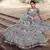 Grey embroidered net semi stitched Bridal lehenga