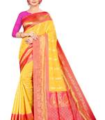 Yellow color  Kanchipuram Silk Saree with blouse