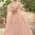 Peach embroidered net semi stitched Bridal lehenga