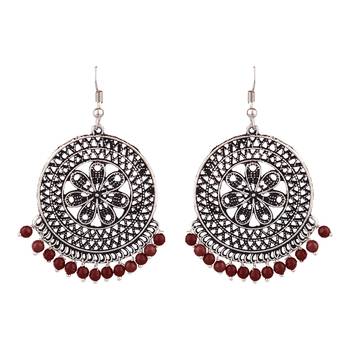Maroon zircon   earrings 1