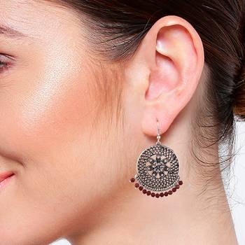 Maroon zircon   earrings 3