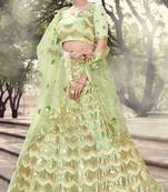 Light-Green Sequins Embroidered Net Semi Stitched Bridal Lehenga