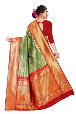 Green Color  Kanjivaram Silk Saree with blouse 2