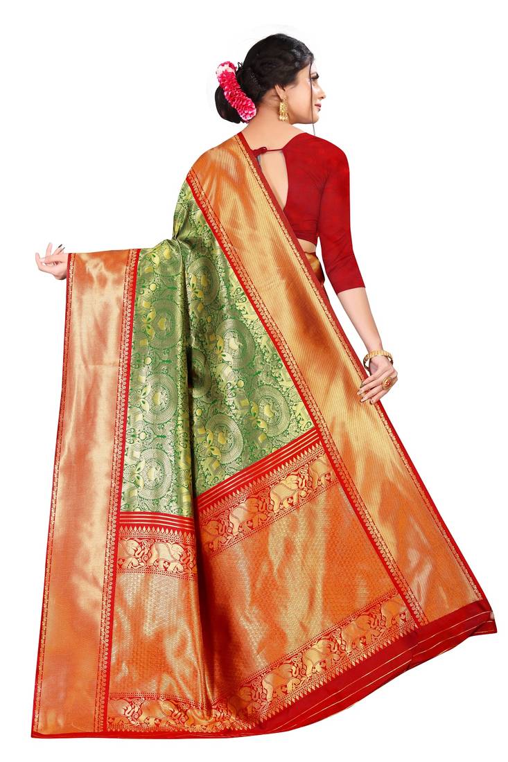 Green Color  Kanjivaram Silk Saree with blouse