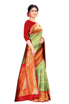 Green Color  Kanjivaram Silk Saree with blouse 4