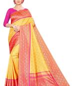  gold Color brocade Silk Saree with blouse