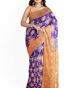 Purple woven pure art silk sarees saree with blouse