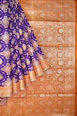 Purple woven pure art silk sarees saree with blouse 3
