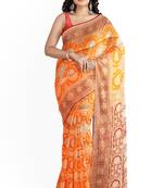Orange woven pure art silk sarees saree with blouse