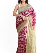 Magenta woven pure art silk sarees saree with blouse