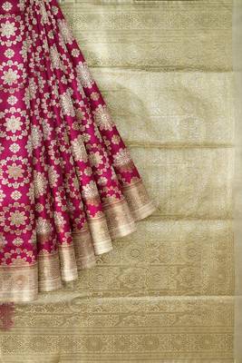 Magenta woven pure art silk sarees saree with blouse 3