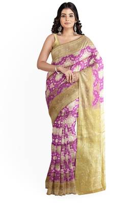 Light purple woven pure art silk sarees saree with blouse 1