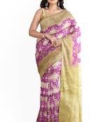 Light purple woven pure art silk sarees saree with blouse