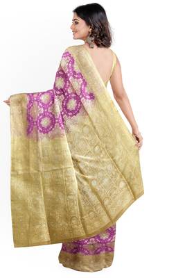 Light purple woven pure art silk sarees saree with blouse 2