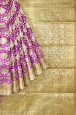 Light purple woven pure art silk sarees saree with blouse 3
