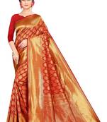 Red kota silk with rich pallu woven saree with blouse